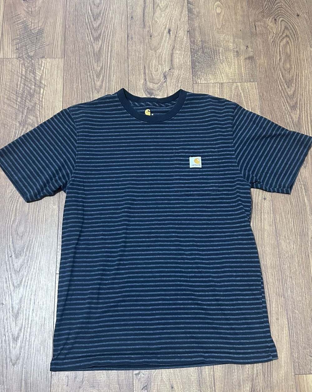 Carhartt Original Fit Short Sleeve Pocket T-Shirt in Black and Grey Stripe